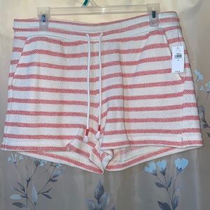 Old Navy Beach Fleece Lounge Shorts Drawstring Red Stripe Women’s Size Medium